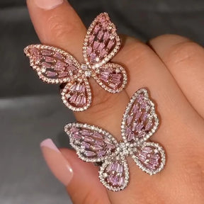 Womens Butterfly Ring,Fashion Rhinestone Butterfly Ring Personality Hollow Butterfly Ring Adjustable Open Crystal Ring Girls Exquisite Zirconia Ring Jewelry Gift for Birthday Party-Silver