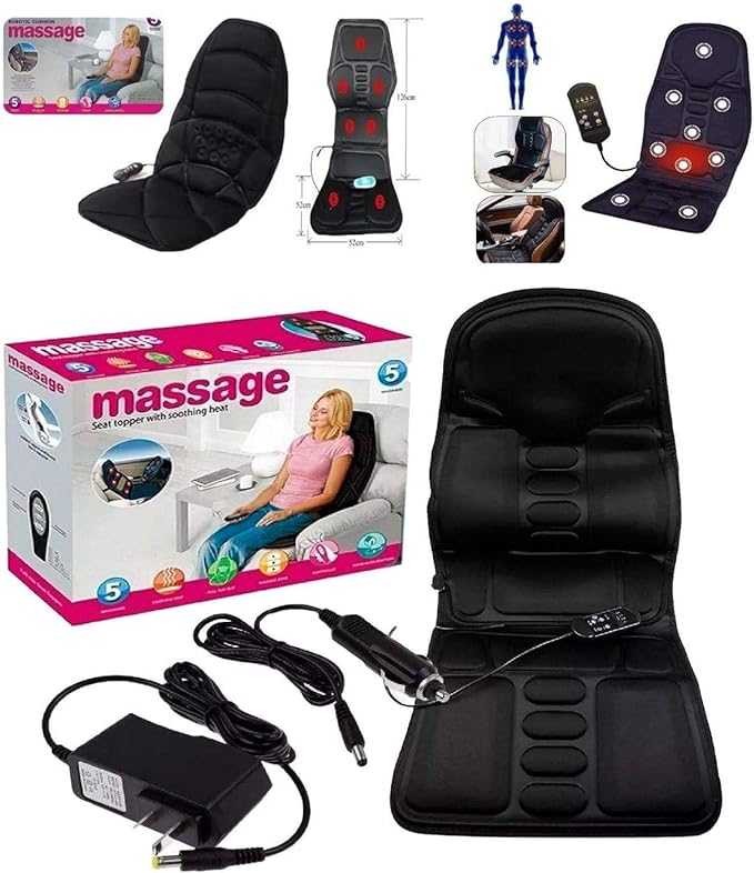 Back Massager for Chair, Massage Cushion with Heat, Chair Massager for Neck, Back, Shoulders, Height Adjustable Massage Seat, Gifts for Parents, Use at Home & Office